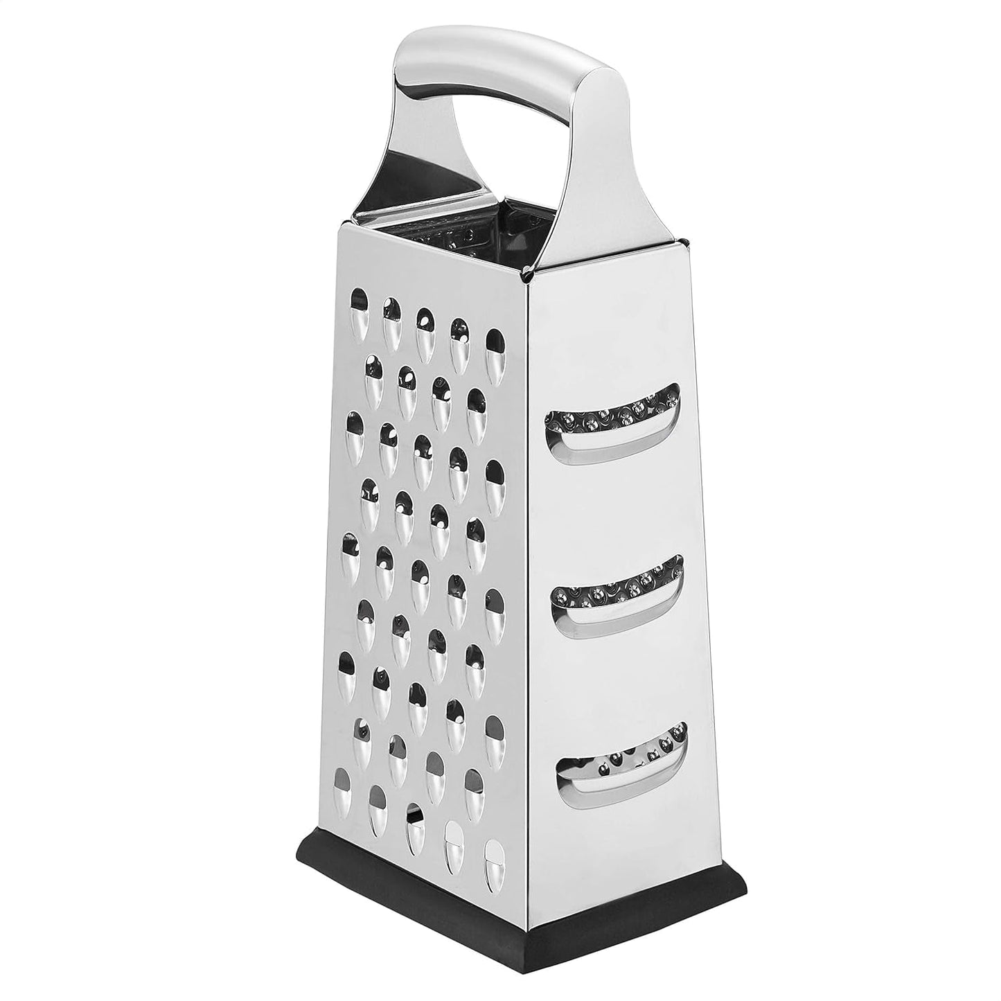 Râpes à fromage carrées robustes en acier inoxydable avec éplucheur à base antidérapante Naty Shop 4-Seitig