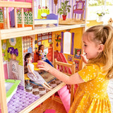 KidKraft Kayla Maison de poupée en bois avec meubles et accessoires, ensemble de jeu à 3 niveaux pour poupée de 30 cm, jouet pour 3 ans et plus, 65092 - Exclusivement sur Amazon