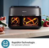 Philips Airfryer Dual Basket 3000 Series, 9L, 2 paniers, 2 plats prêts en même temps, technologie Rapidair plus électroménager à air chaud Naty Shop