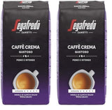 Segafredo Zanetti Caffè Crema Gustoso - Grains entiers (Pack de 1 kg) - Convient pour Caffè Crema - Grains de café torréfiés longuement et foncés, saveur pleine et intense (Pack de 2)