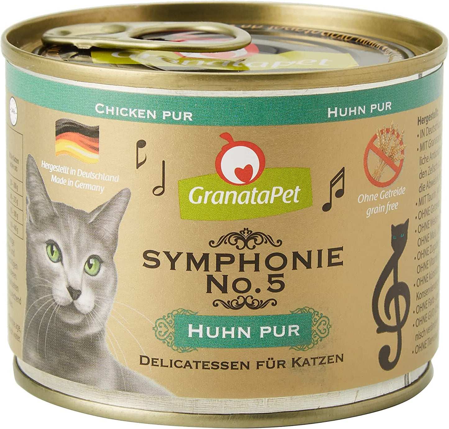 GranataPet Symphony No. 5 Pure Poulet, nourriture pour chat sans céréales ni sucre, filets en gelée naturelle, nourriture humide délicate pour chat, 6 x 200g
