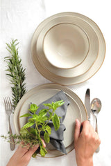 MÄSER 931818 Nottingham Vintage Series Service de table pour 4 personnes, service de petit-déjeuner 12 pièces avec formes rondes irrégulières au look rétro, carrelage, beige