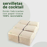 - 600 pièces de serviettes à cocktail de marque Bio-Eco - Couleur Naturelle - 100% Recyclables - Micropointe - 10 X 10 Cm (Pliée) Et 20 X 20 Cm (Dépliée)