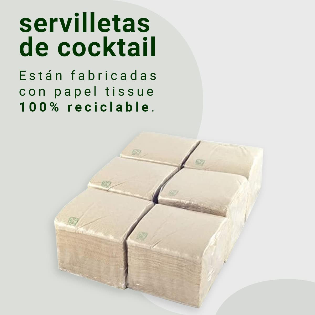 - 600 pièces de serviettes à cocktail de marque Bio-Eco - Couleur Naturelle - 100% Recyclables - Micropointe - 10 X 10 Cm (Pliée) Et 20 X 20 Cm (Dépliée)