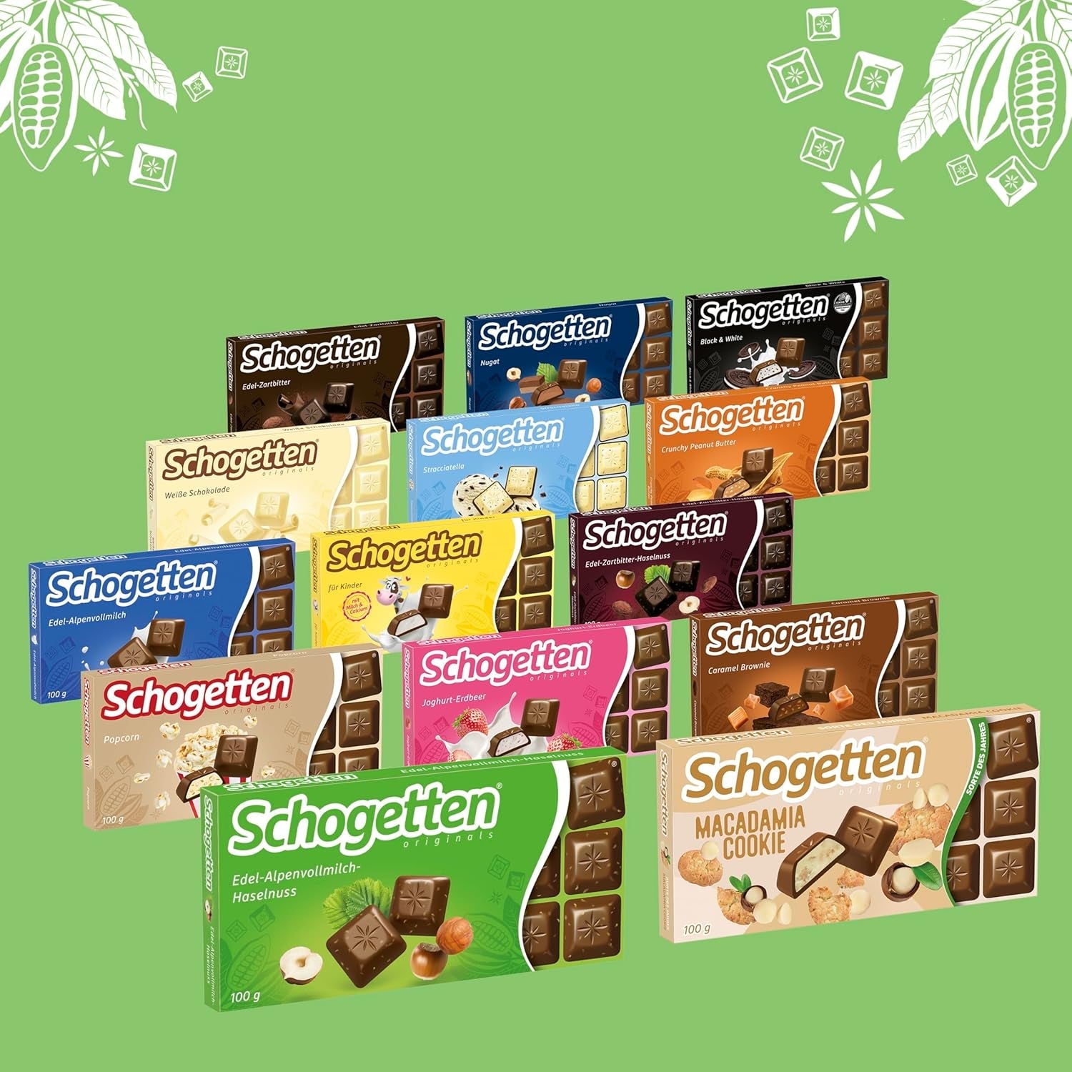 Schogetten Premium Chocolat au lait alpin aux noisettes, barre de chocolat de 100 g, en portions individuelles. Un délice. Pièce par pièce.