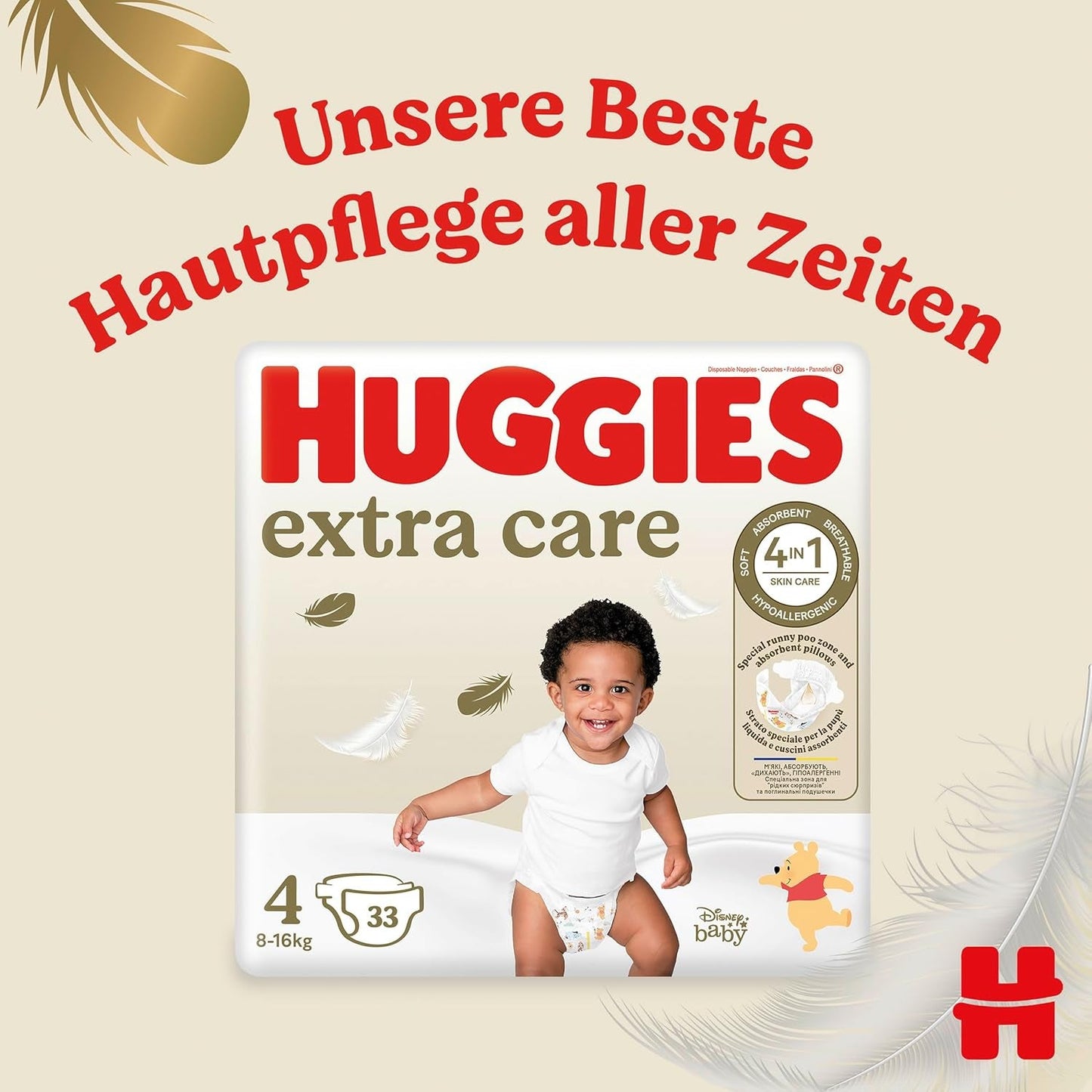 Couches pour bébé Huggies Extra Care Disney, taille 4, 120 couches (2x60), boîte mensuelle