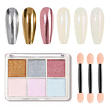 GZMAYUEN Chrome Pulver pour ongles 6 couleurs miroir Chrome poudre à ongles Pigment poudre Nail Art