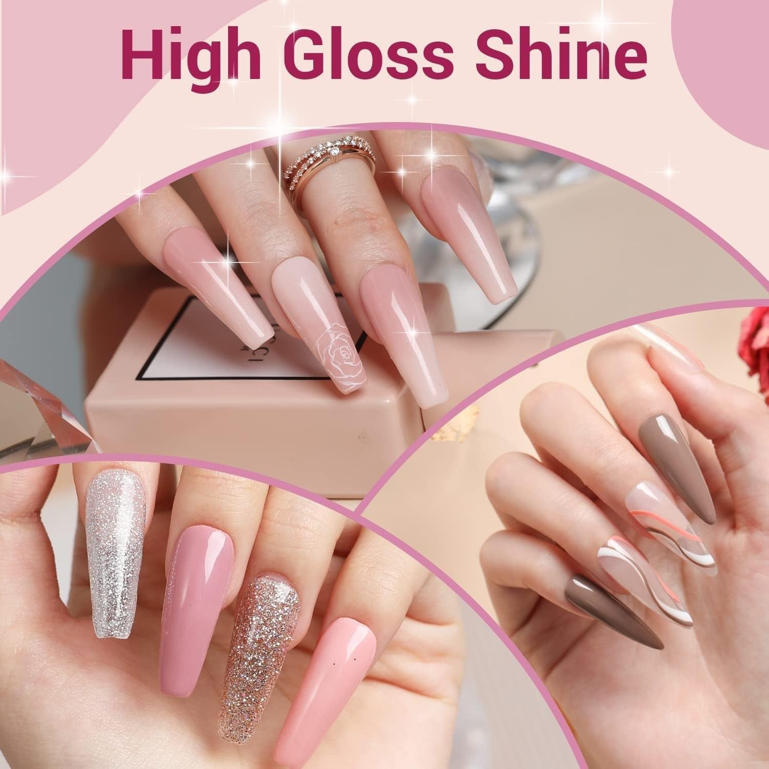 Modelones Ensemble de Vernis à Ongles Gel 35 Pièces, Ensemble de Vernis à Ongles UV avec Lampe 48W, Ensemble de Vernis à Ongles Gel Nude Marron Blanc Rose, Ensemble de Vernis à Ongles Gel UV avec Top Coat Base Nail Studio Set