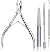 ARMIZ Ensemble 4 pièces repousse-cuticules et pinces, ensemble d'outils professionnels pour enlever les cuticules, pince multi-usages en acier inoxydable pour manucure et pédicure