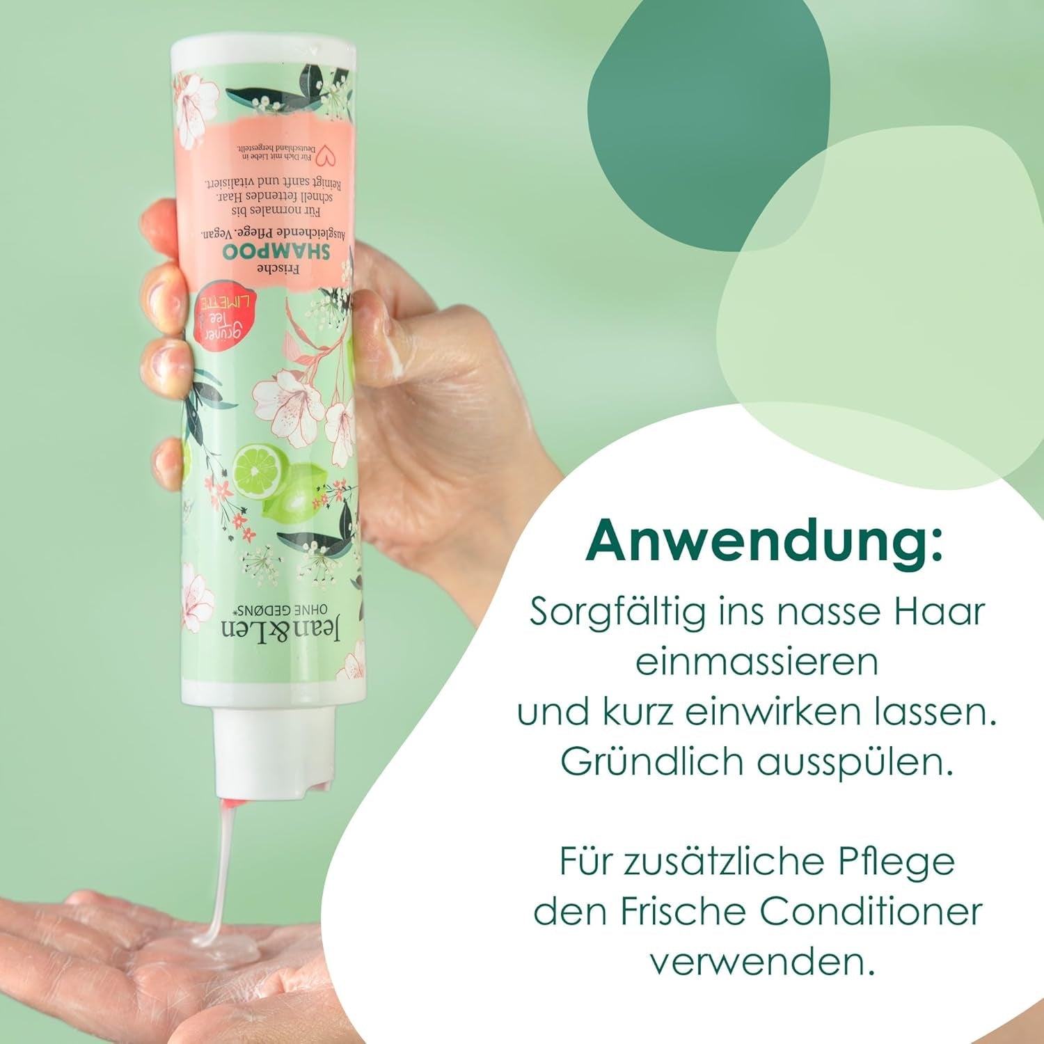 Jean & Len Shampoing hydratant Thé Vert & Citron Vert, pour cheveux normaux à gras, 300 ml Douche et bain Jean & Len Thé Vert & Citron Vert