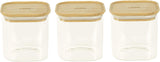 Lot de 3 récipients carrés en verre avec couvercle en bambou-800 ml, verre borosilicate, bambou, silicone, naturel, 11 x 11 x 11 cm Naty Shop boîtes de conservation alimentaire 11 X 11 X 11 cm