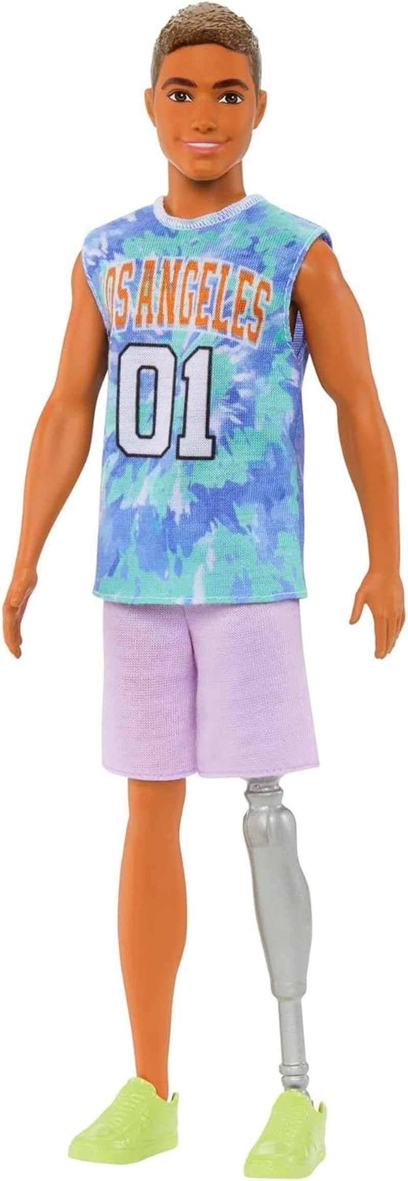 Poupée Barbie Ken Fashionistas - T-shirt imprimé cactus et palmiers, short et baskets blancs, parfaite pour les aventures entre amis et les promenades en ville, 3 ans et plus, HJT10 Naty Shop Los Angeles Ken Dolls