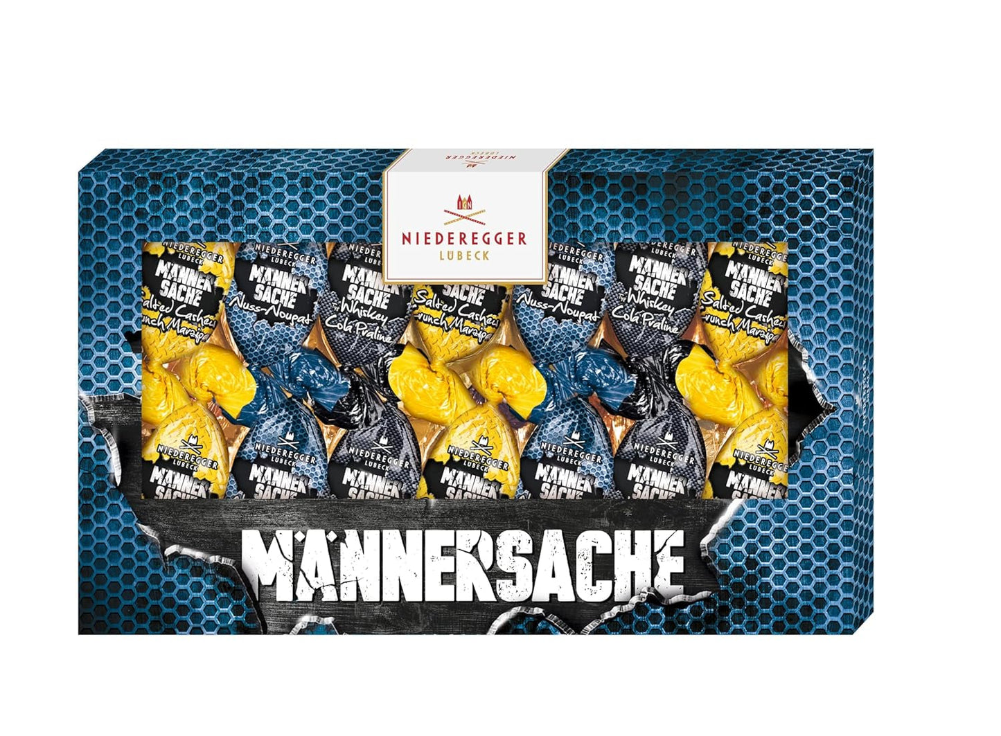 Niederegger | Cadeau de Pâques | Pour les hommes | 1x175g | Variétés : Praliné Whisky et Cola, Nougat Noisettes, Massepain Croustillant aux Noix de Cajou Salées | Enrobé de chocolat au lait | Oeufs de Pâques | Cadeau de Pâques