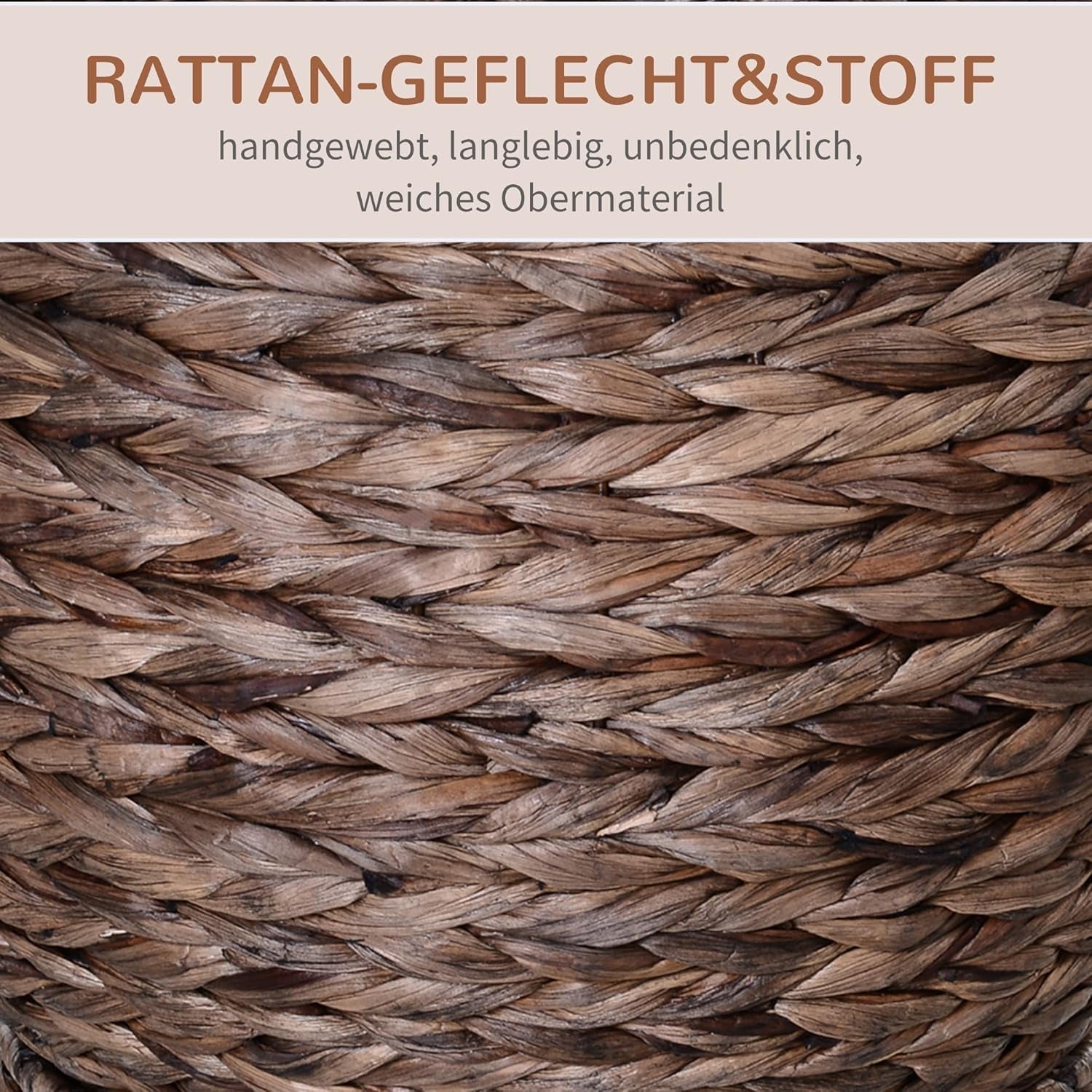 PawHut Rotin Katzenkorb Katzenhöhle Katzenhütte Katzenbett mit Kissen Haustierbett Wasserhyazinthe Kaffee 50 x 42 x 60 cm