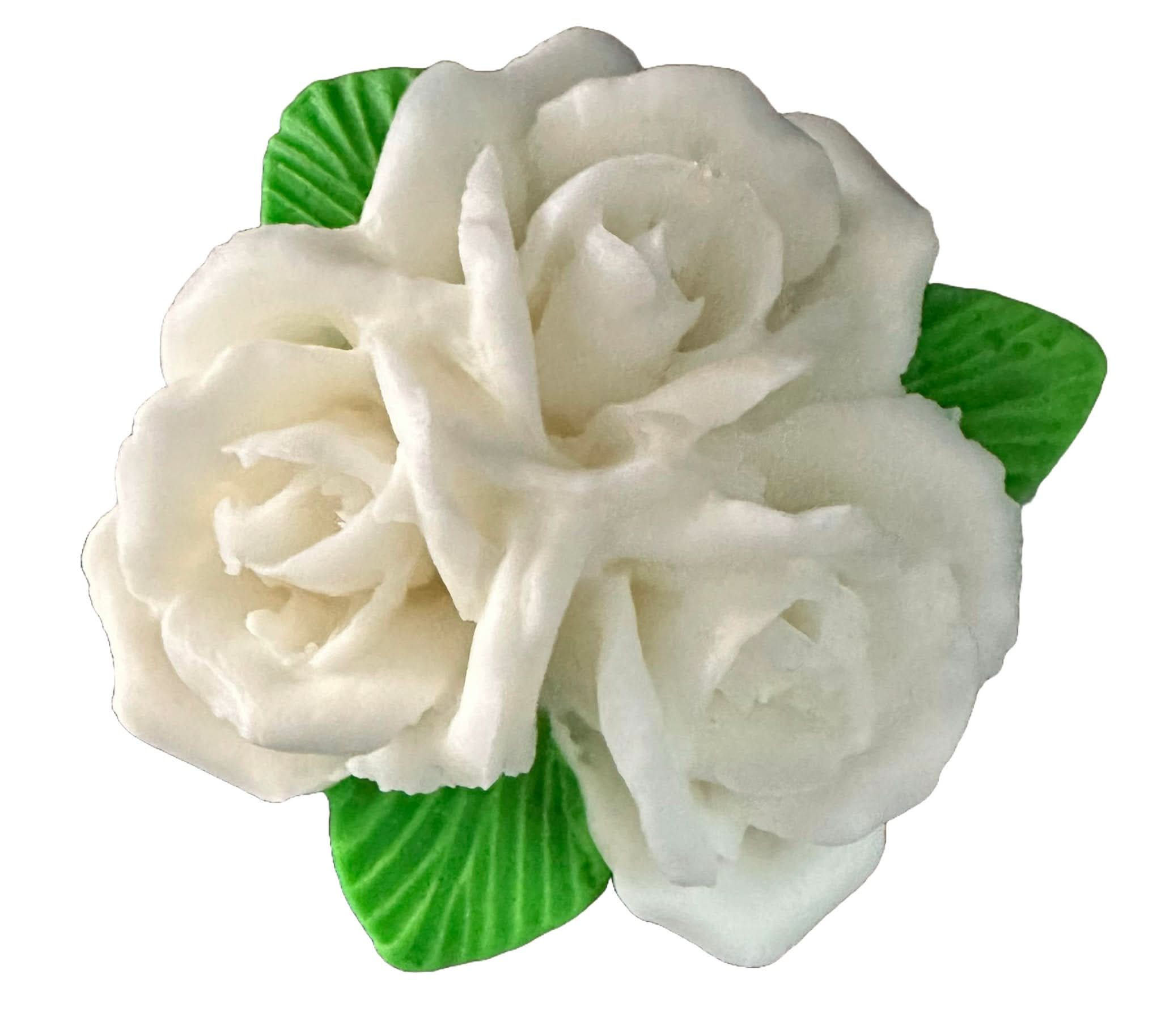 Décoration comestible en sucre, Décorations Bouquet de roses blanches de Pâte à Sucre Nati Shop