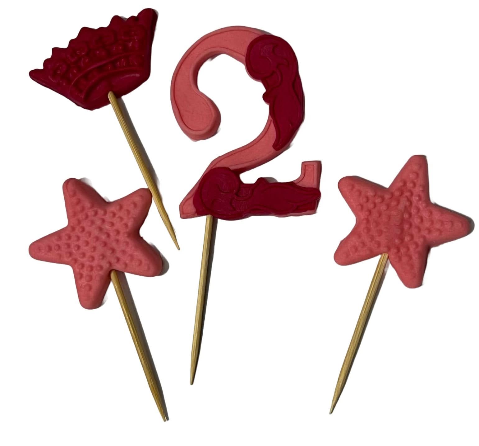 Décoration comestible en sucre, numéro 2, rose/fuchsia Décorations de Sugar Paste Nati Shop