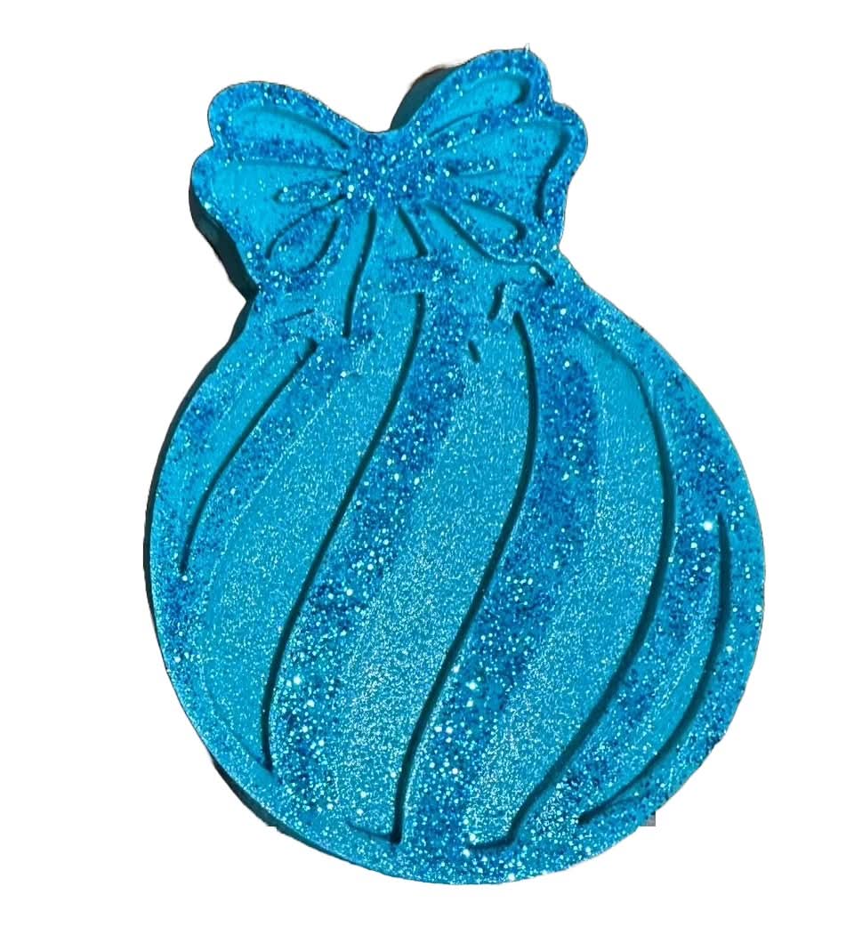 Décoration comestible en sucre, globe de sapin de Noël, décorations turquoise de chez Pâte à Sucre Nati Shop