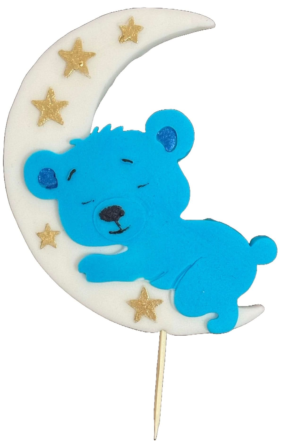 Décoration comestible en sucre, ours en peluche bleu sur la lune Décorations en Pâte à Sucre Nati Shop