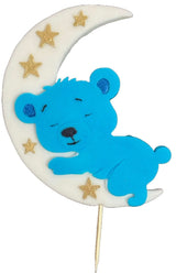 Décoration comestible en sucre, ours en peluche bleu sur la lune Décorations en Pâte à Sucre Nati Shop