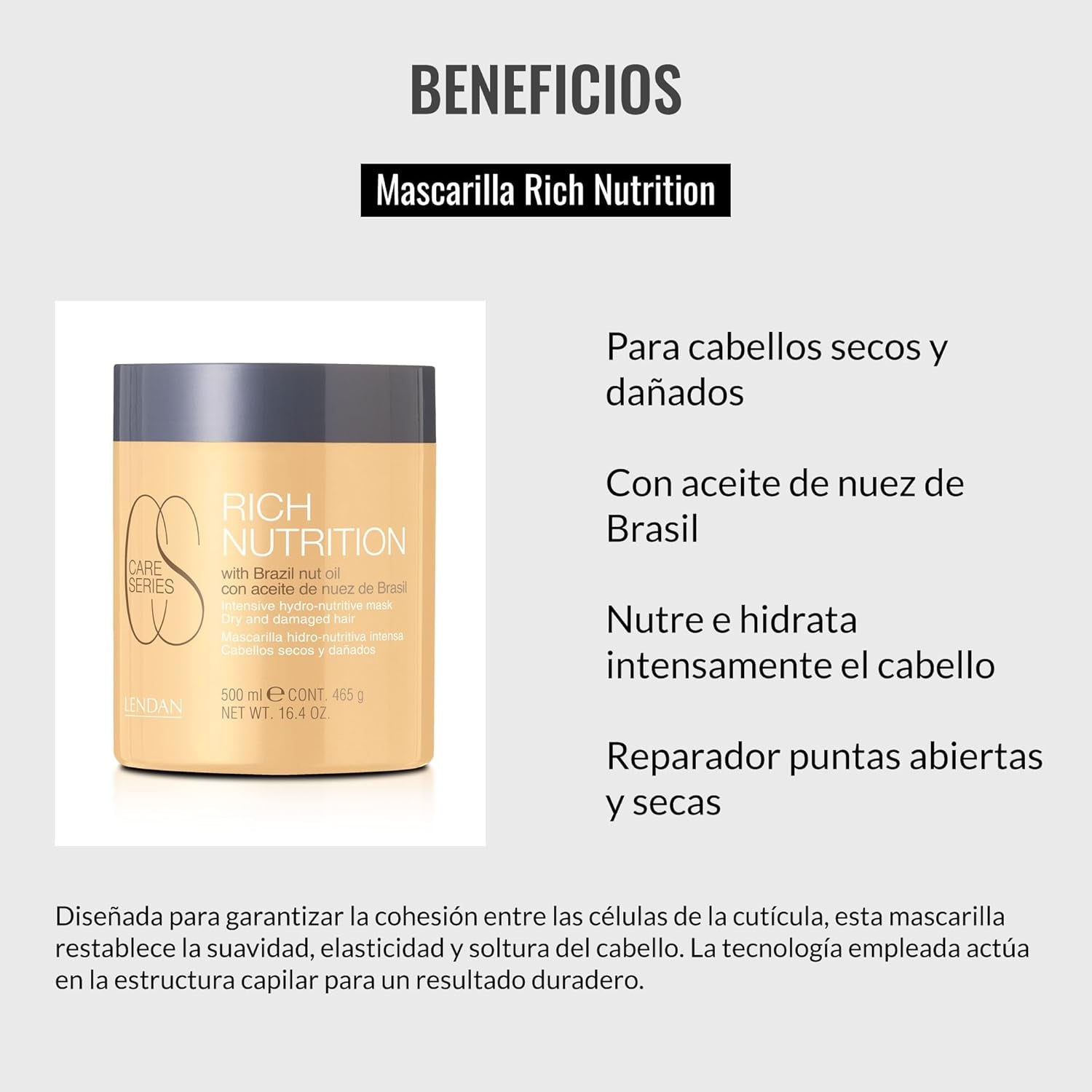Masque capillaire hydratant - Nutrition riche - 500 ml - cheveux secs et abîmés - à l'huile de noix du Brésil - nourrit et hydrate intensément les cheveux, répare Naty Shop Hair Mask