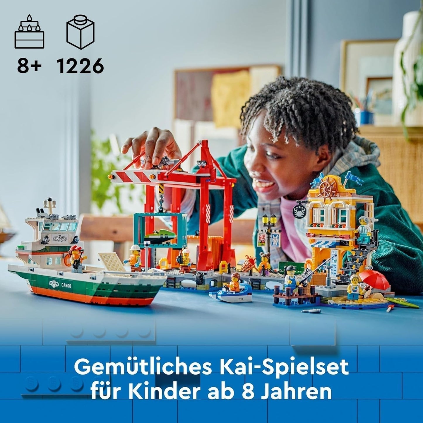 Port LEGO City avec cargo, jouet de construction pour garçons et filles à partir de 8 ans, idée cadeau pour enfants, grue à conteneurs, bateau jouet et 8 figurines 60422 Jeux de construction Besuche den LEGO-Store