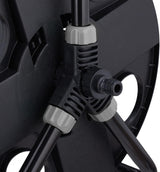 Enrouleur de tuyau Relaxdays, pour tuyau 30 m 1/2", acier, plastique, support de tuyau, HL : 38 x 42 x 31 cm, noir/gris