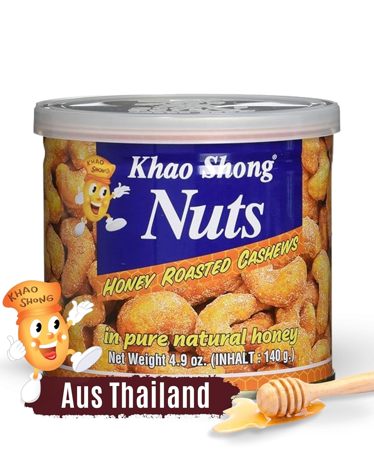 Khao Shong Pois verts frits au wasabi, pois croustillants dans une pâte épicée, une alternative faible en gras aux noix, moyennement épicé, 1 boîte de 140 g | 140 g (1 paquet)
