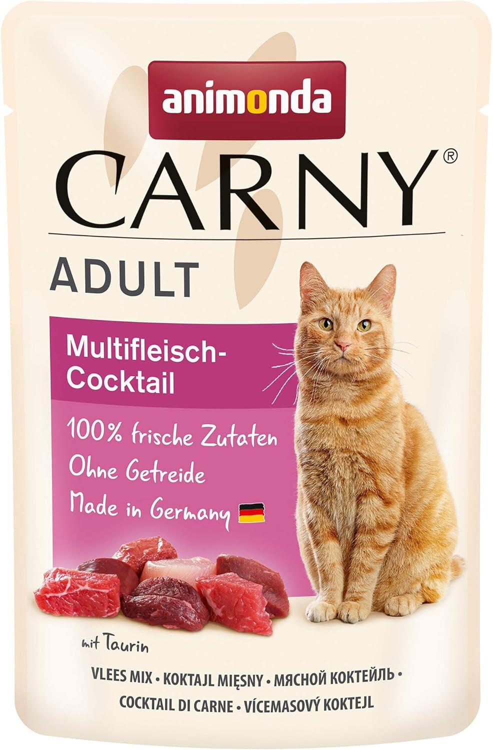 animonda Carny Adult Multi-Meat Cocktail, 12 sachets (12 x 85g), nourriture humide sans céréales et sans sucre pour chat adulte avec des ingrédients carnés