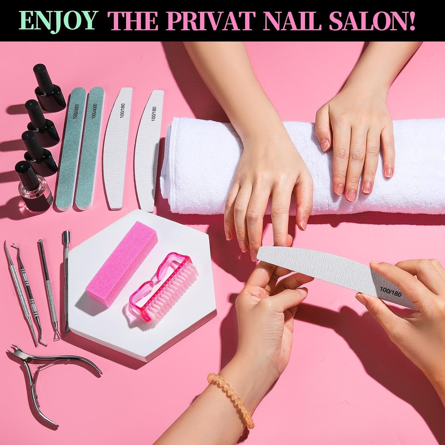 FANDAMEI Kit de Manucure, Buffer Für Gelnägel, Nagelfeile 100/180, Nagelfeilen Für Gelnägel, Nagelhautschieber, Buffer Für Gelnägel, Feilen Für Gelnägel, Nagelzange, Nagelfeilen Set, Maniküre & Pedicure Set