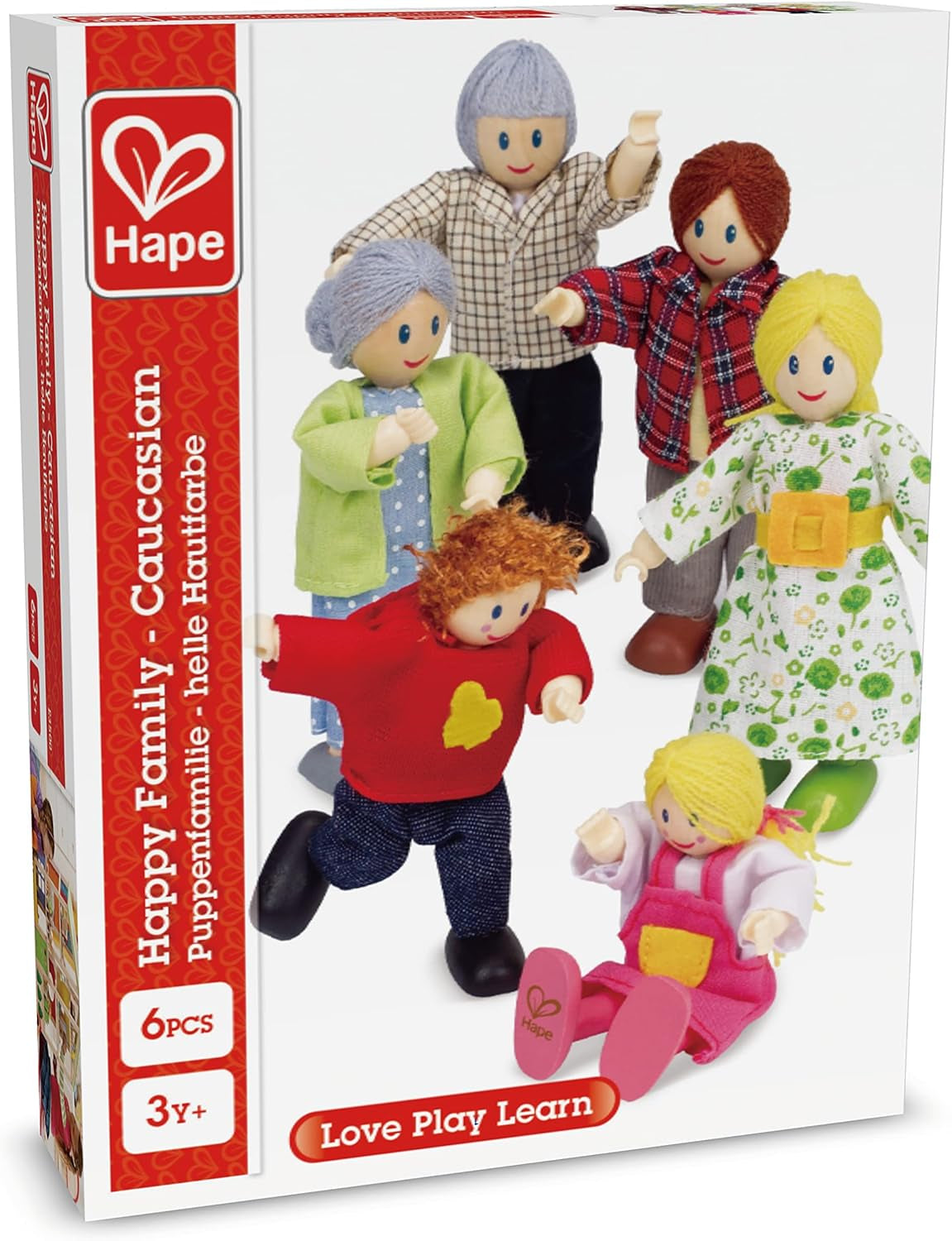 E3405 - Maison de poupée, Maison de poupée avec accessoires, en bois et E3500 - Famille de poupées, peau claire