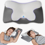 Oreiller Cervical Oreiller Orthopédique Oreiller En Mousse À Mémoire Oreiller À Impact Latéral - Conception Ergonomique Forme Creuse Pour Impact Latéral, Dorsal Et Abdominal Oreillers Orthopédiques Cervicaux Gris Clair Naty Shop Blanc Gris 65X34X13Cm