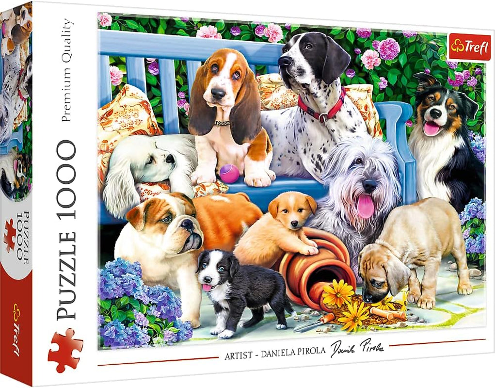 Puzzle "1000" - Portraits de chiens rigolos Puzzle Naty Shop Chiens dans le jardin