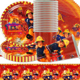 Ensemble de vaisselle de fête à thème pompier, décorations de fête d'anniversaire de pompier, 61 pièces pour 20 invités