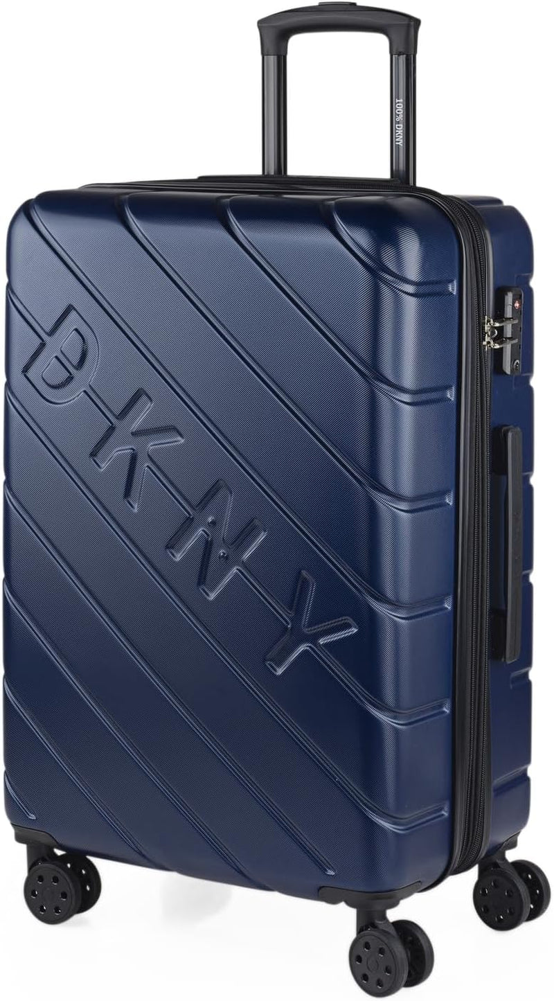 DKNY - Grande Valise 4 Roues Grande Valise Légère - Grande Valise de Voyage à Roulettes. Grande valise de voyage pour avion Valise à coque rigide avec fermeture certifiée - Grande valise à roulettes Argenté Bagages et équipement de voyage Naty Shop Bleu Marine M