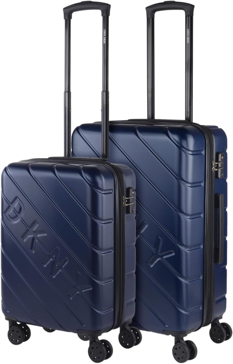 DKNY - Grande Valise 4 Roues Grande Valise Légère - Grande Valise de Voyage à Roulettes. Grande Valise de Voyage Avion Valise à Coque Rigide avec Fermeture Certifiée - Grande Valise à Troller Argent Bagages et Équipement de Voyage Naty Shop Bleu Marine S + M