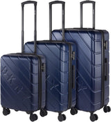 DKNY - Grande Valise 4 Roues Grande Valise Légère - Grande Valise de Voyage à Roulettes. Grande Valise de Voyage Avion Valise à Coque Rigide avec Fermeture Certifiée - Grande Valise à Roulette Argent Naty Shop Bagages & Équipement de Voyage Bleu Marine S + M + L