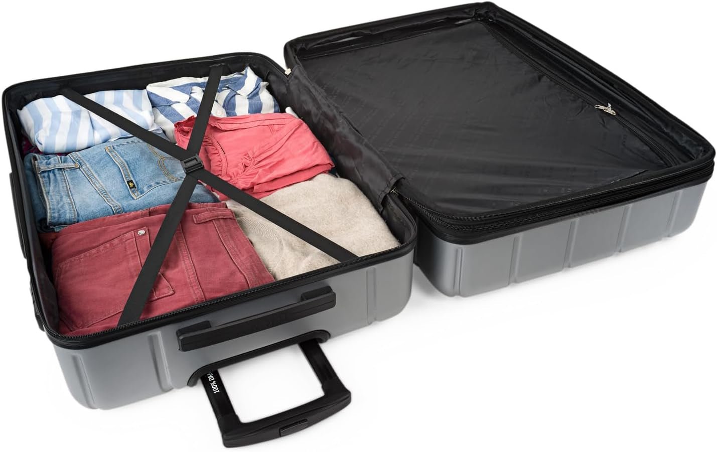 DKNY - Grande Valise 4 Roues Grande Valise Légère - Grande Valise de Voyage à Roulettes. Grande valise de voyage avion Valise à coque rigide avec fermeture certifiée - Grande valise à roulettes Argent Bagages et équipements de voyage Naty Shop