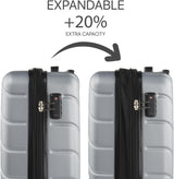 DKNY - Grande Valise 4 Roues Grande Valise Légère - Grande Valise de Voyage à Roulettes. Grande valise de voyage avion Valise à coque rigide avec fermeture certifiée - Grande valise à roulettes Argent Bagages et équipements de voyage Naty Shop