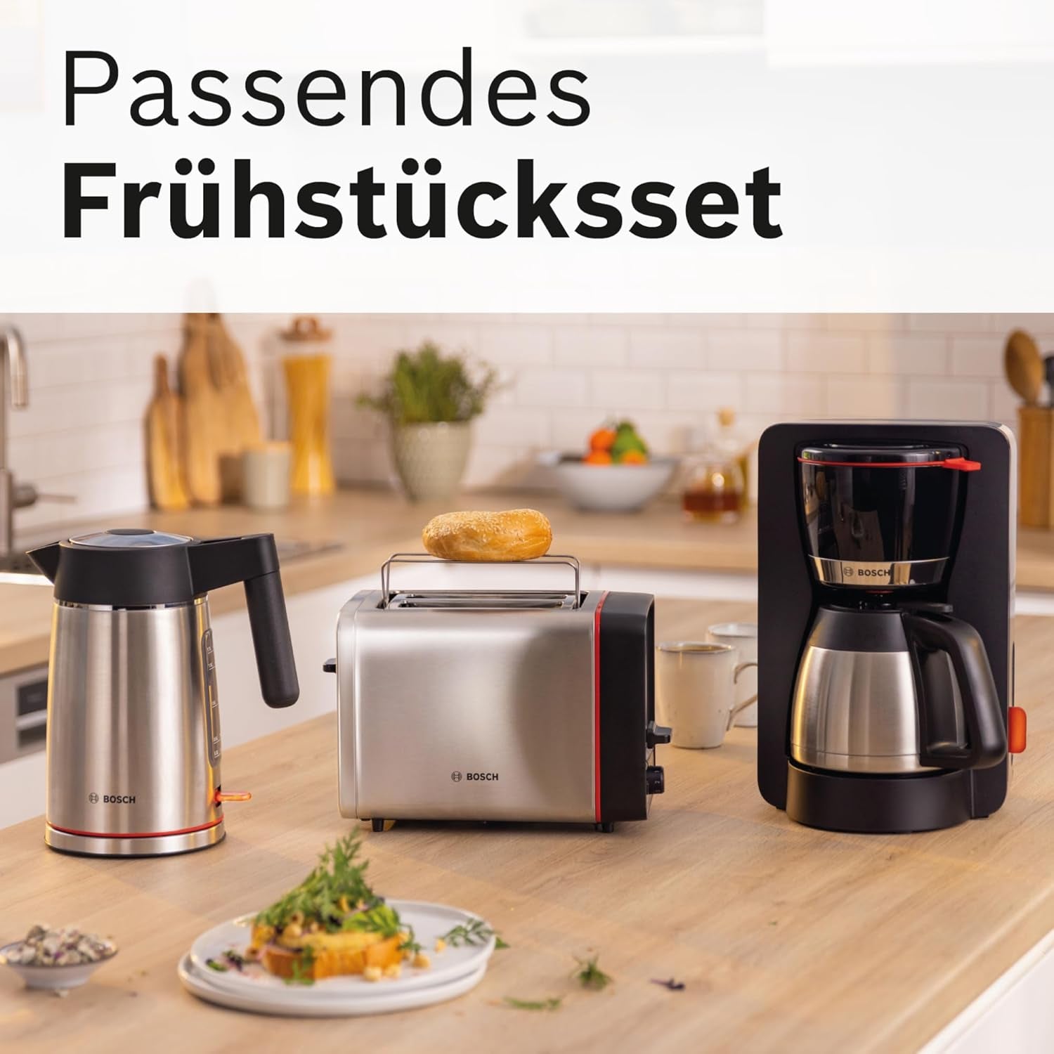 Bosch MyMoment TKA6M273 Machine à expresso à filtre, carafe thermique 1 L, 8-12 tasses, système anti-goutte, porte-filtre rotatif, programme de détartrage, réservoir d'eau amovible, 1200 W, noir mat