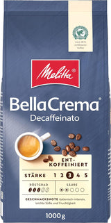 Café en grains Melitta BellaCrema La Crema 1kg et café en grains décaféiné BellaCrema Decaffeinato 1kg