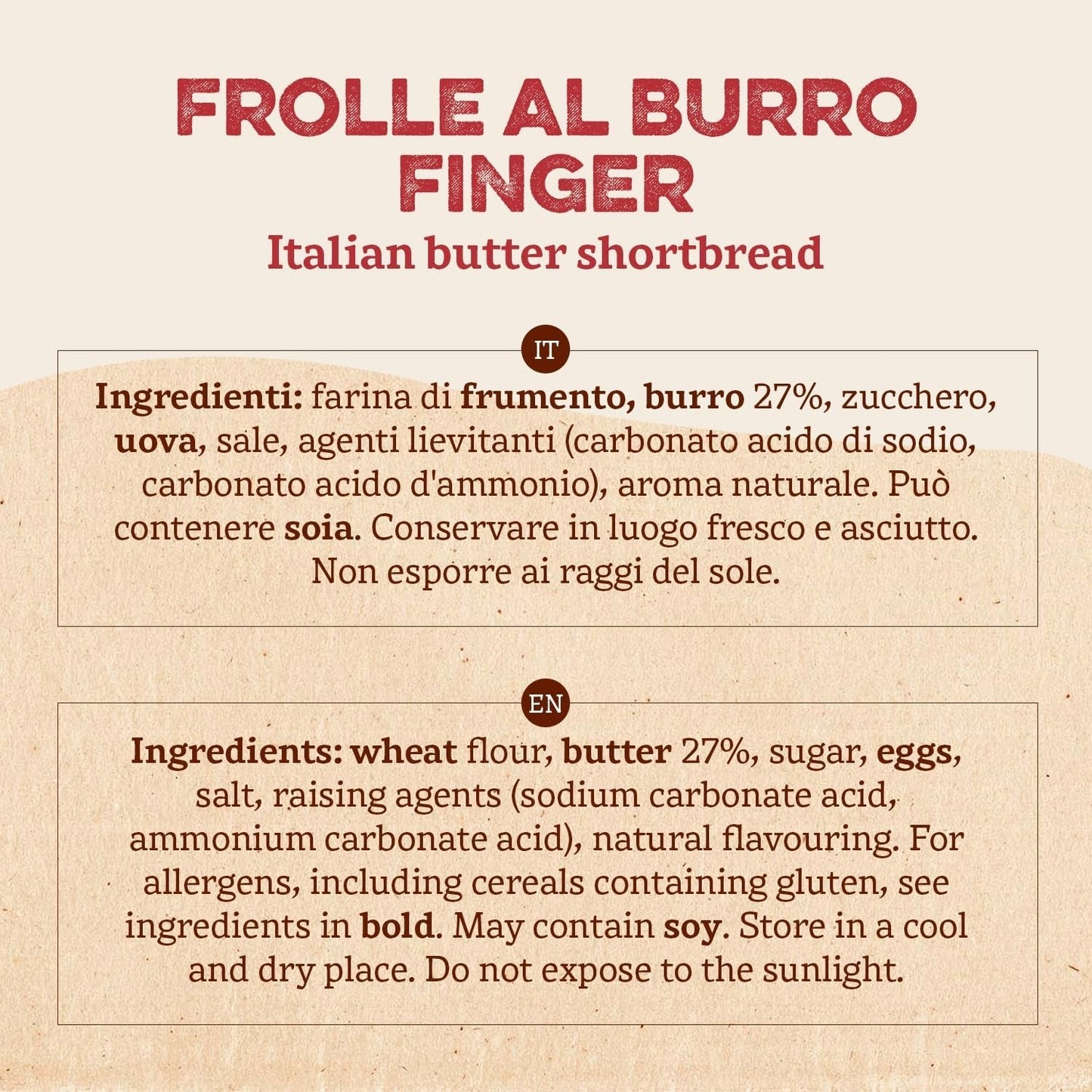 Frolle Al Burro Doigts. Biscotti préparés traditionnellement Come Una Volta. Idéal Come Fine Pasto Goloso, Ma Anche Da Abbinare Al the O Al Caffè. Conditionnement Oui 150 G