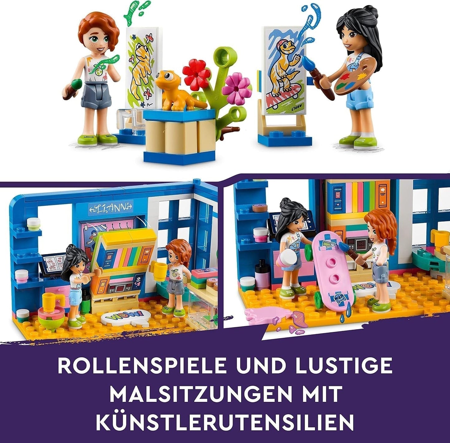 LEGO 41739 Friends La chambre de Liann, mini jouet à thème artistique, petit cadeau de collection avec mini poupées Liann, Autumn et Pet, séries 2023 Besuche den LEGO-Store