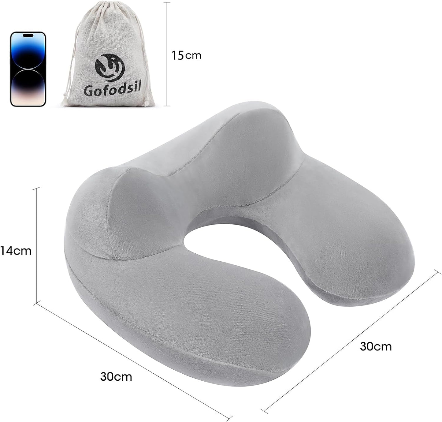 Gofodsil Oreiller Cervical Gonflable pour Avions Camping Trains et Voitures avec Bouchons d'oreilles Oreiller de Voyage Portable Oreiller Cervical Gonflable pour Avion Lot de 2 Oreillers Cervicaux Orthopédiques Naty Shop