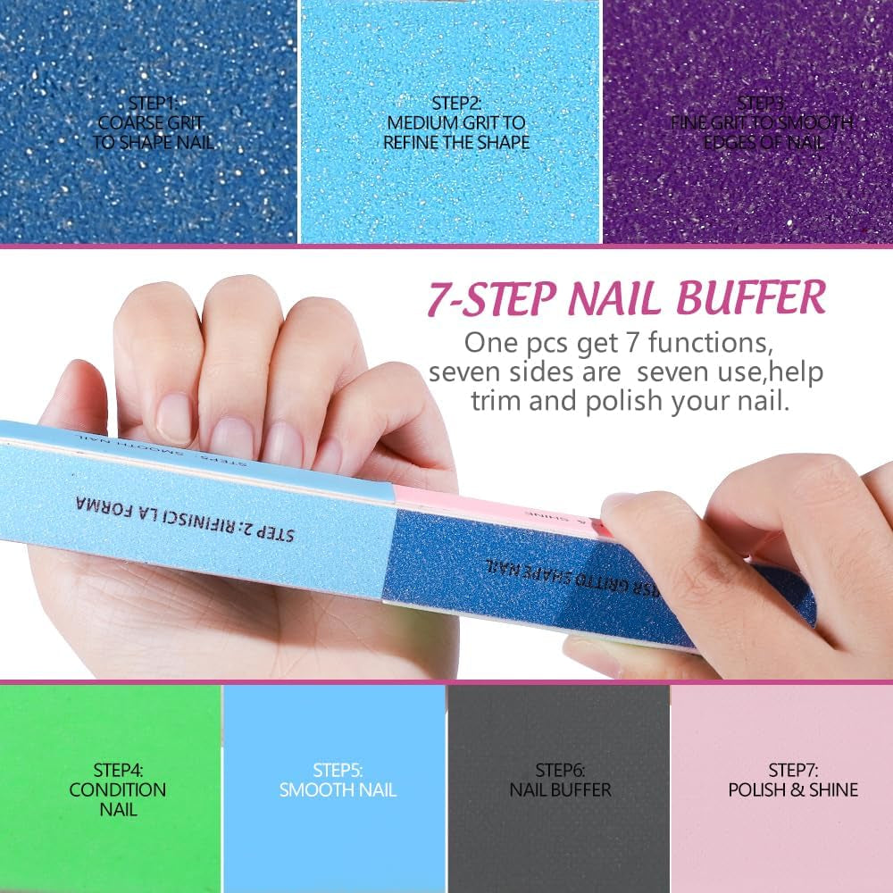 FANDAMEI 20 Stücke Buffer Für Nagel, Nagelfilen Für Gelnägel, Profi Nagelfeile 100/180, Polierfeile Fingernägel, Filen Für Gelnägel, Kit Manucure & Pédicure