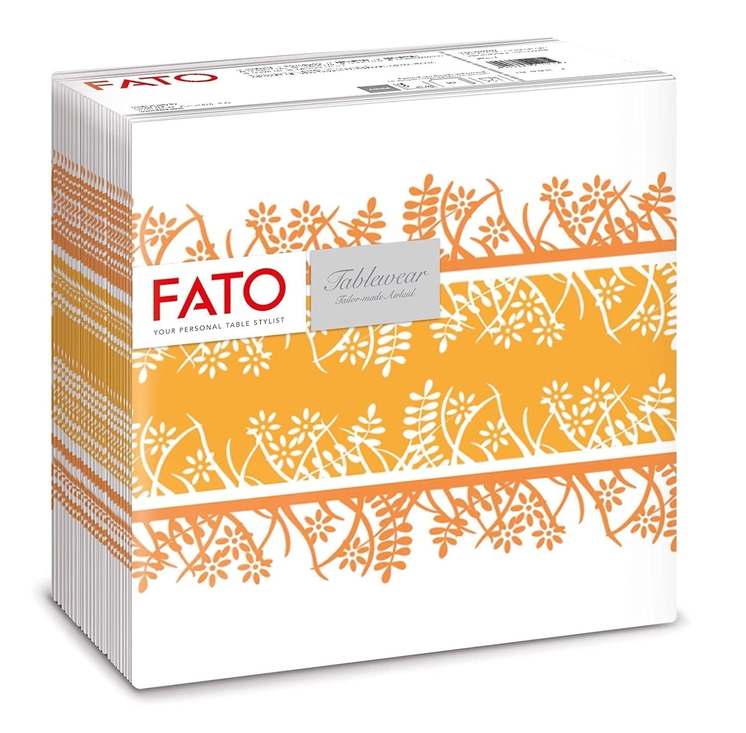 Fato - Serviettes en papier sec, airlaid, effet textile, paquet de 50 serviettes, 40X40 pliées en format 4, Tropicana Decor