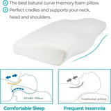 Edihome Oreiller de soutien cervical pour soulager les douleurs cervicales, 50 x 30 x 10 cm, oreiller orthopédique en mousse à mémoire de forme, housse ergonomique double en coton, hypoallergénique