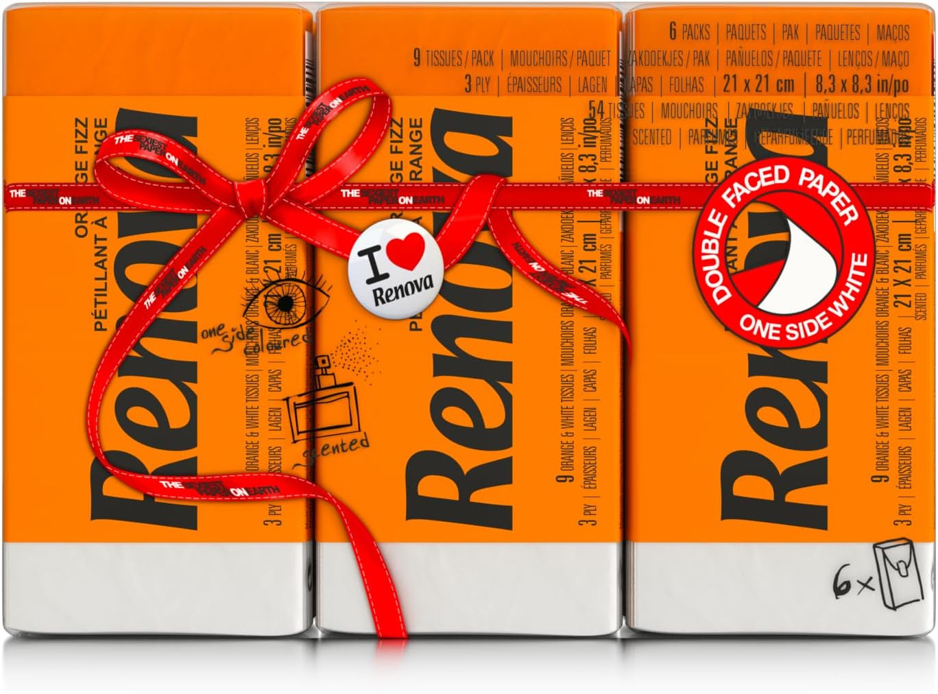 RENOVA ORANGE FIZZ Mouchoirs de poche 6 paquets