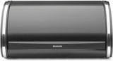 Boîte à pain Brabantia roll - Boîte de rangement compacte pour pain, bagels et petits pains avec couvercle plat, acier durable - taille moyenne - noir mat Boîtes de conservation alimentaires Naty Shop Acier brillant Ys/M