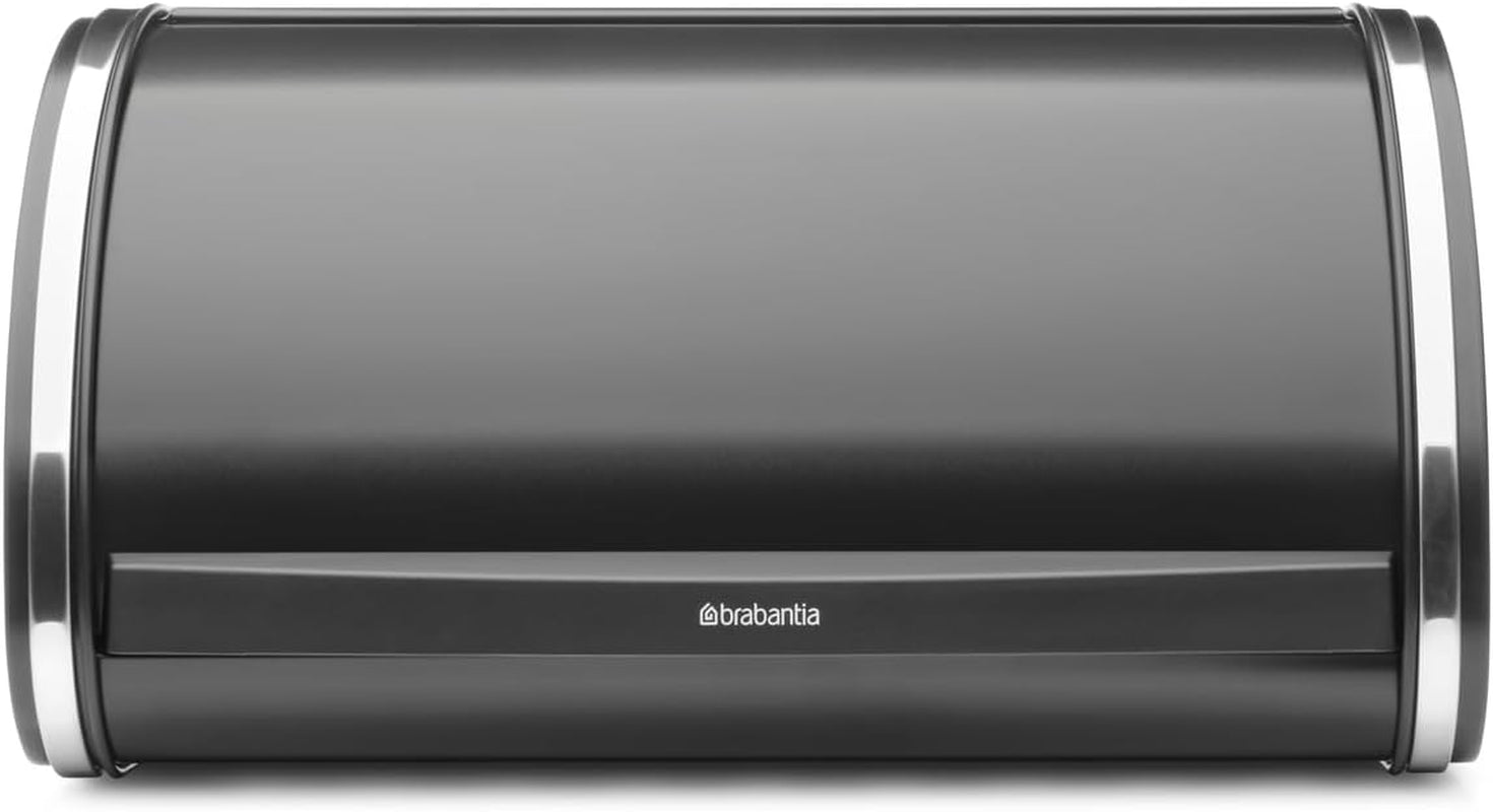 Boîte à pain Brabantia roll - Boîte de rangement compacte pour pain, bagels et petits pains avec couvercle plat, acier durable - taille moyenne - noir mat Boîtes de conservation alimentaires Naty Shop Acier brillant Ys/M