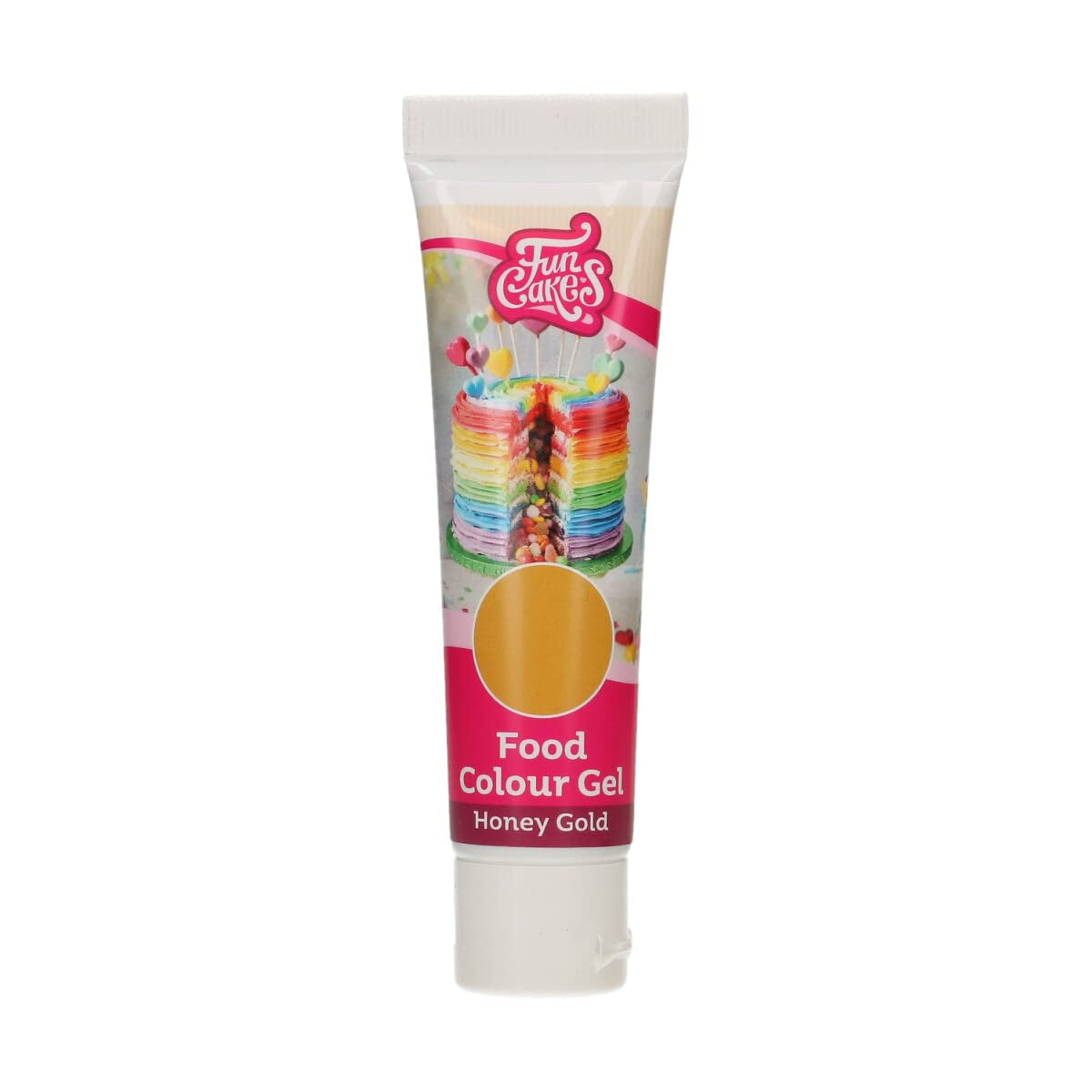 Colorant alimentaire Funcakes, gel colorant Miel Or : Colorant alimentaire très concentré pour pâtes, crèmes, fondants, pâte d'amande et pâtisseries. Dosage facile. Une seule goutte pour créer des couleurs vibrantes. Halal. 30g.